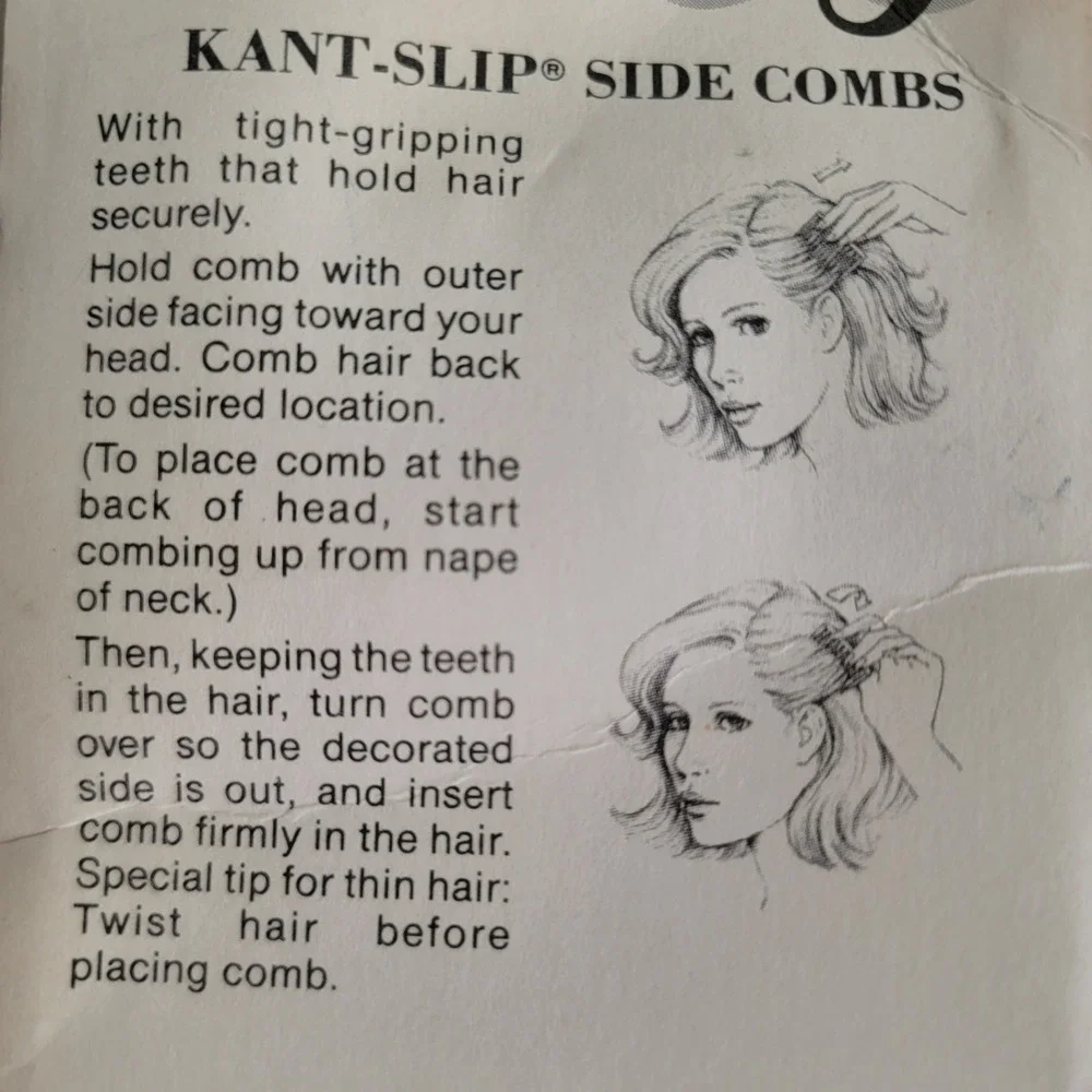 Vintage 1989 Goody Kant-Slip Side Combs Brown NEW Tortoise Shell 2pc #551